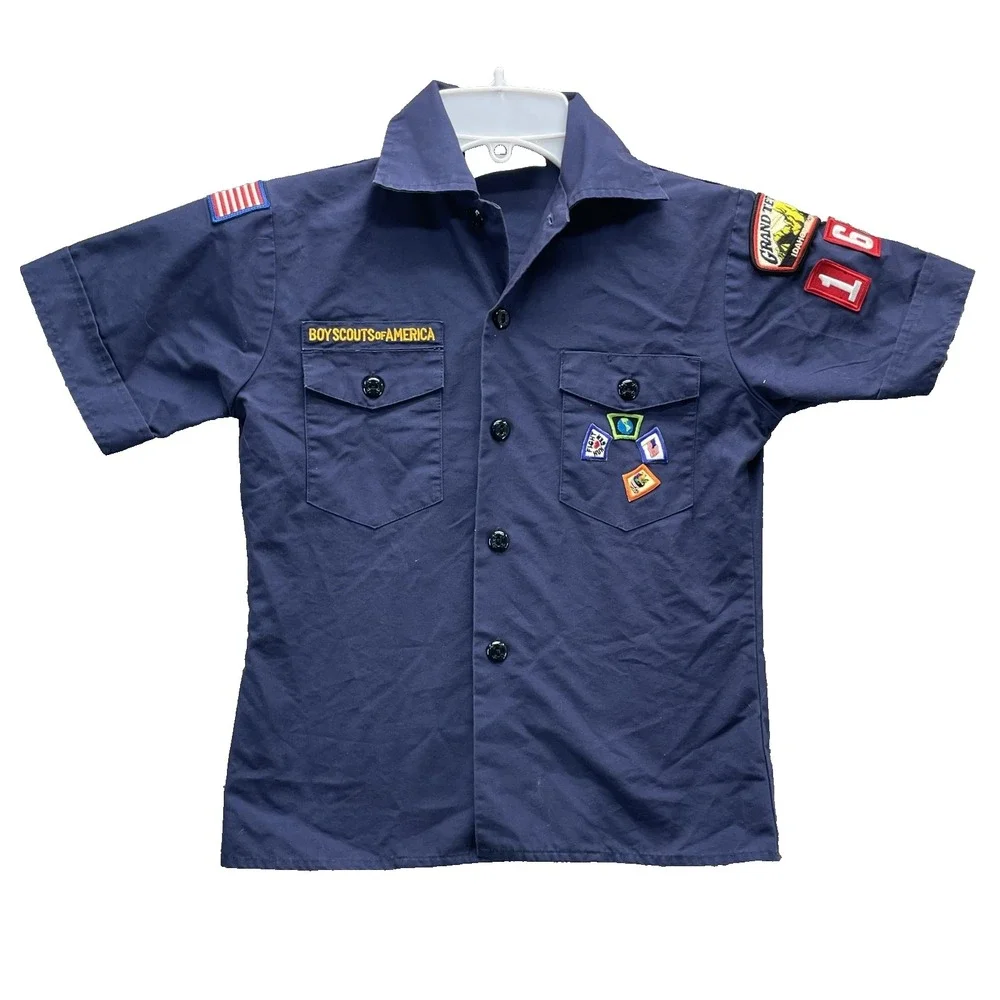 VTG Boy Scouts of America Shirt Youth Small BSA Patches Embroidered USA Uniform